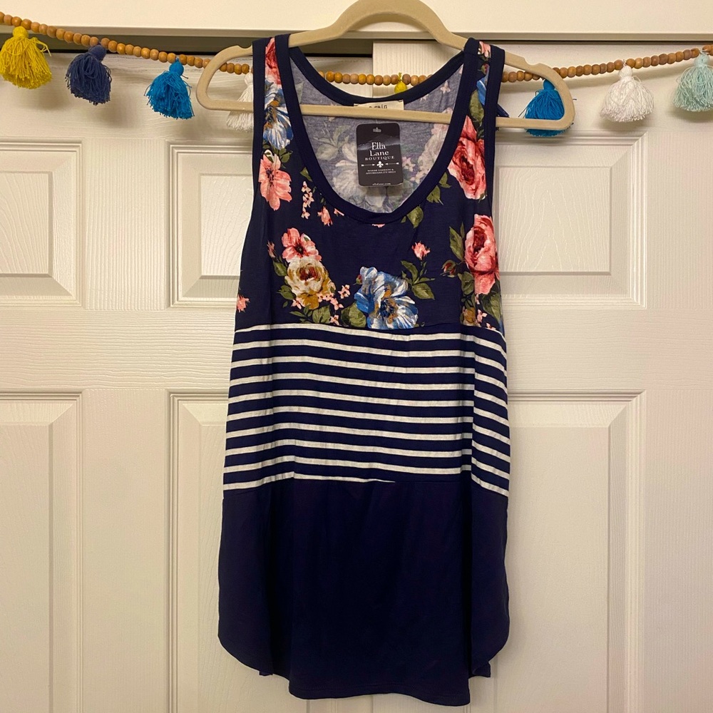 NWT Colorblock Racerback, navy pattern